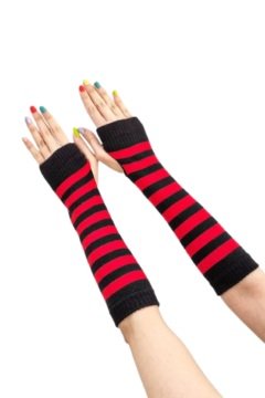 Kırmızı Siyah Çizgili Kol Çorabı