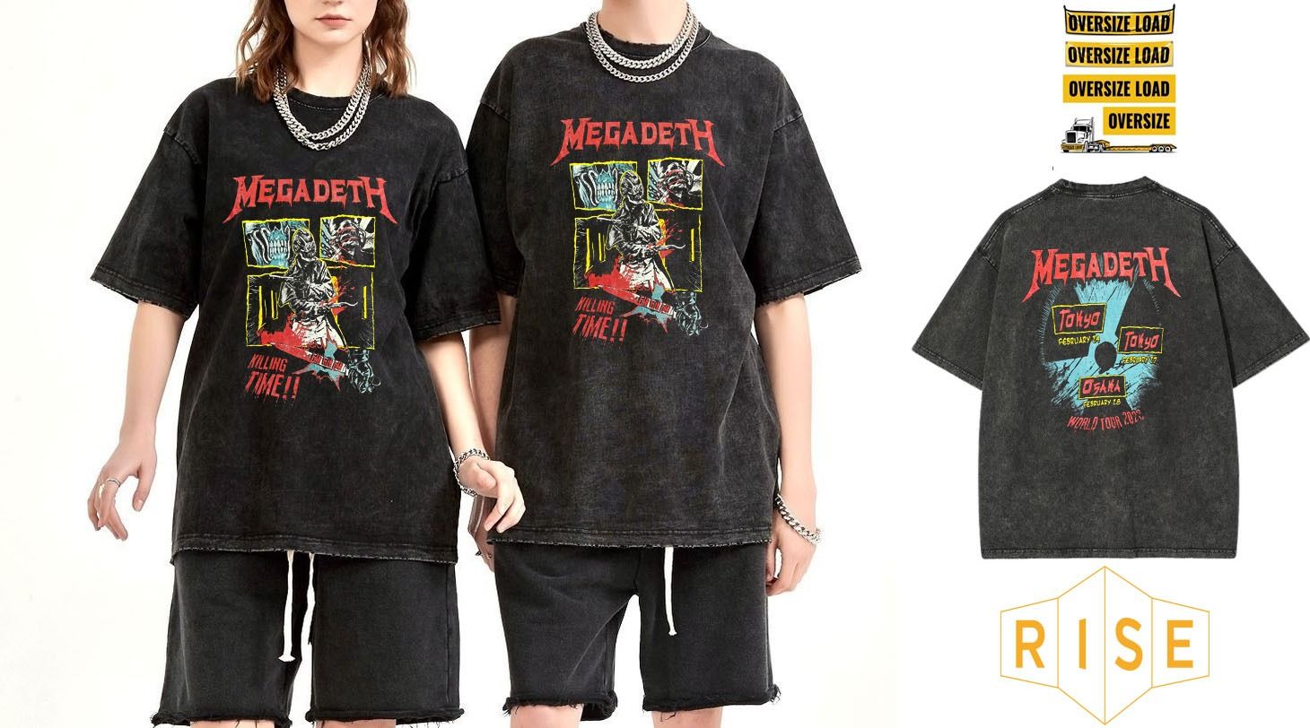 Megadeth Yıkamalı Over Size Tişört XL