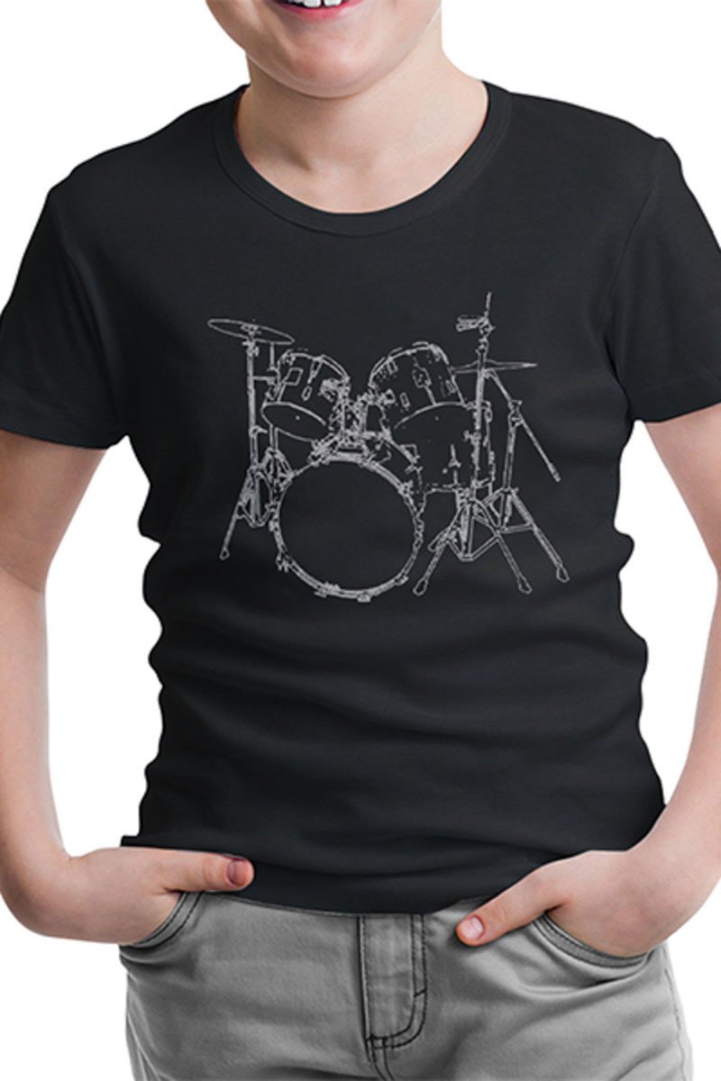 Drummer - Bateri Çocuk Siyah Tişört
