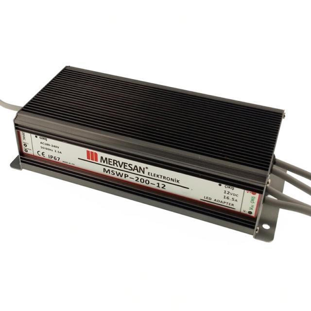 Mervesan MSWP-200-12 12V 16,5A Sabit Voltaj Metal Kasa Adaptör IP67