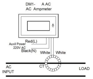 Dijital Ampermetre İnput:9VDC  Output:150A/AC