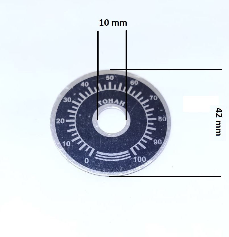 Pot Düğmesi Scalası Numaralı 0-100 Yuvarlak Metal 42 mm Çap
