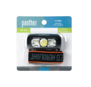 Panther PT-5805 Şarjlı Kafa Lambası 400 Mah 3w 800Lm Orta Led + 2 Yan Led Micro USB