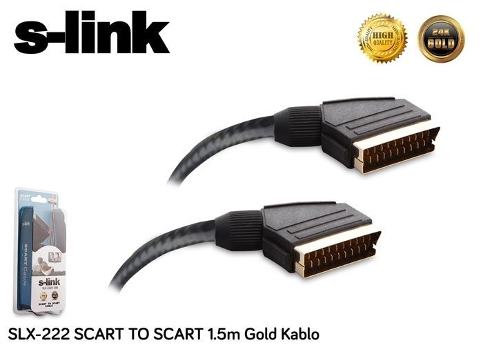 S-LİNK  SLX-222  TV SCART- SCART 1,5 mt GOLD