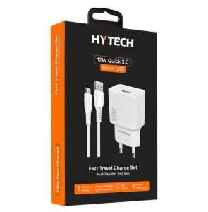 Hytech HY-XT50M 12W Hızlı Şarj 5V 2.4A Micro USB Kablolu Beyaz Kablo + Ev Şarj Adaptör