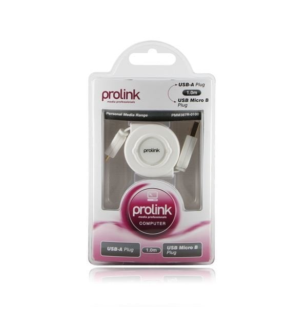 Prolink Pmm387r-0100 Makaralı kablo Usb A-Usb Micro B 1 Metre