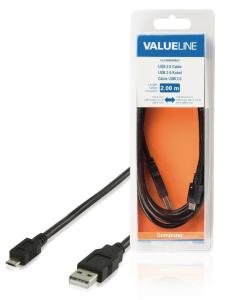 VALUELİNE VLCB60500B20 USB MİCRO= USB A ERKEK  micro 5 pin 2MT BLİSTER