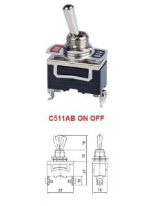 Toggle Switch On Off CNTD C511A 2 Pim Vida Bacak Anahtar 15A 220V Ac ( Kalıcı Tip )