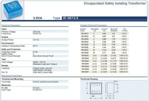 Trafo El-Kom 3,5VA 0-7,5V mavi RN138422  467mA