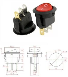Anahtar Mini Kırmızı On Off Işıklı 3 Pin 3a 250v Kcd5-101n-2 ( Kalıcı Tip)