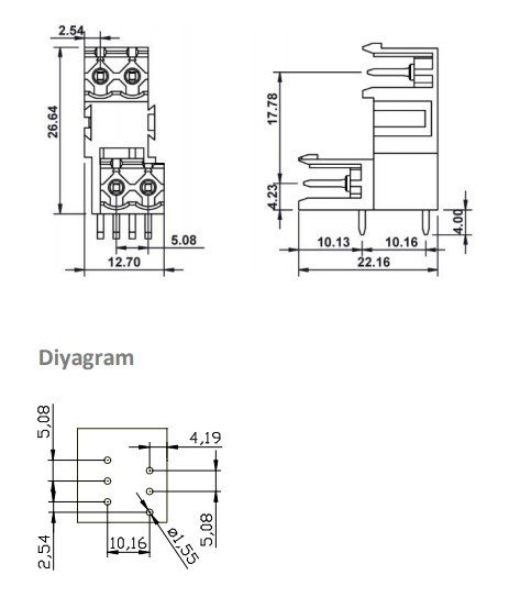 1/2 MR 5,08mm ERKEK 90 PCB 2Lİ  Katlı KLEMENS YEŞİL SBDK 5,08-KE 1/2 11500 MR