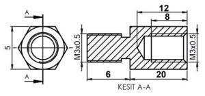 DİSTANS  METAL 20 mm YÜKSELTEC metrik3  AK-YP-520