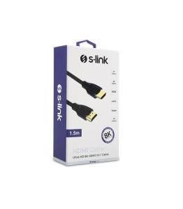 S-link SL-H8K02 HDMI TO HDMI 1.5m 8K Ultra HDR 2.1V 7680P PVC Kablo