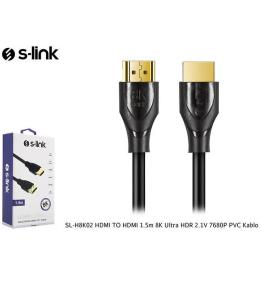 S-link SL-H8K02 HDMI TO HDMI 1.5m 8K Ultra HDR 2.1V 7680P PVC Kablo