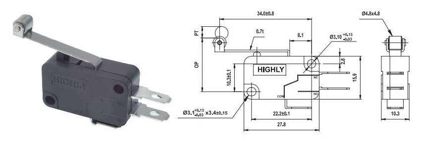 HIGHLY SWİTCH VS10N061C2 (V-CS-130N )16X28mm 28mm MAKARALI  ( KALİTELİ )