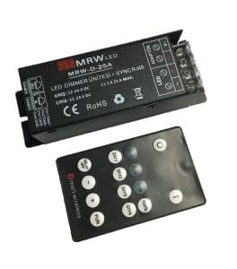 Mervesan Led Dimmer RF MRW-D-25A 300W 12/24V Kontrol Tek Renk Şerit Ledler için