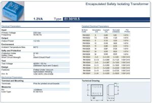 Trafo El-Kom 1,2VA 2X24V mavi RN130247  2x25 mA