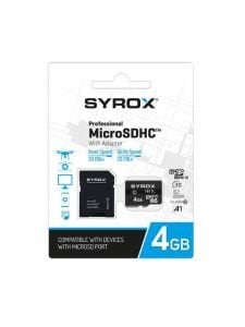 Syrox 4Gb + Adaptör Micro Sd Hafıza Kartı Flash Memory SDHC