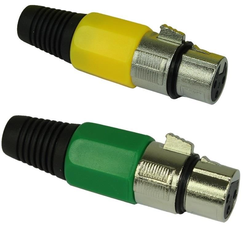 Canon 3 Pin Dişi Kablo Tip XLR Konnektör Sarı/Yeşil Renk