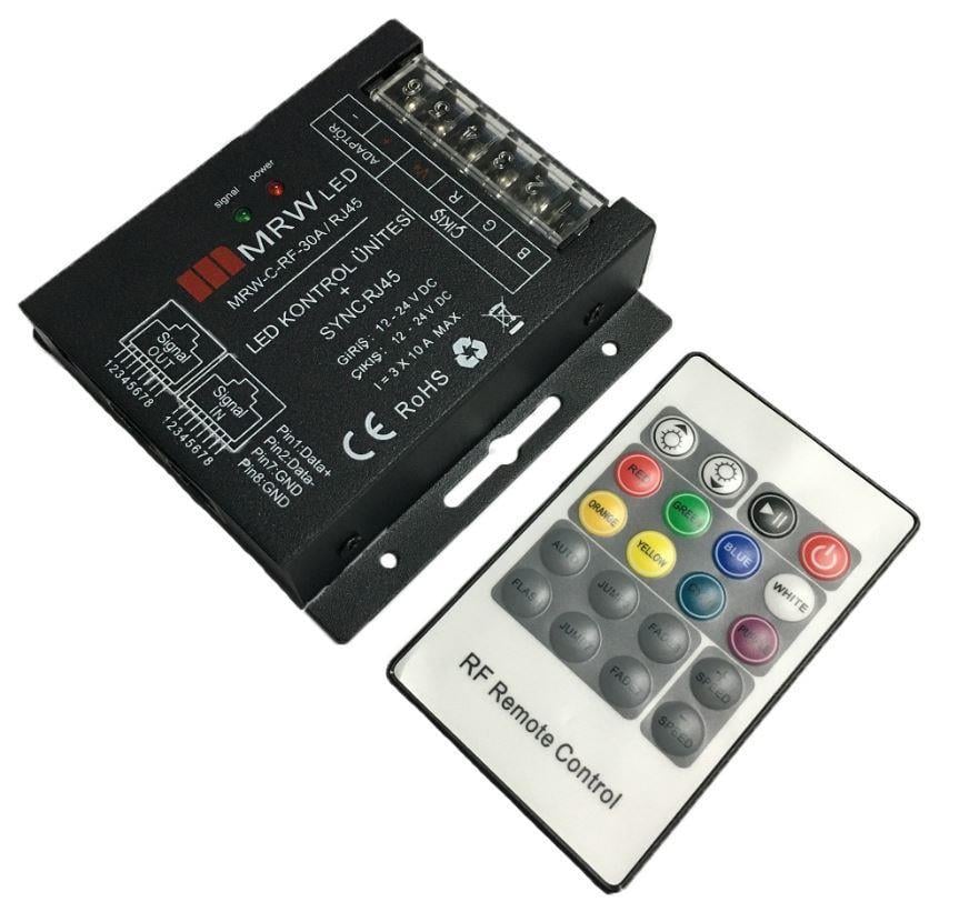 Mervesan  MRW-C-RF-30A / RJ45 3x10a RGB led Kontrol 12/24 Vdc