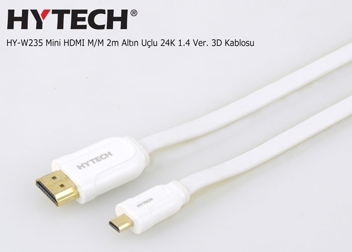 Hytech HY-W235 Mini HDMI  ERKEK/HDMI  ERKEK 2m Altın Uçlu 24K 1.4 Ver. 3D Kablosu