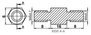 DİSTANS  METAL  AK-YP-4216  METRİK 4  16 mm  ERKEK - ERKEK  YÜKSELTEÇ