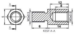 DİSTANS  METAL 14 mm YÜKSELTEC metrik3  AK-YP-514