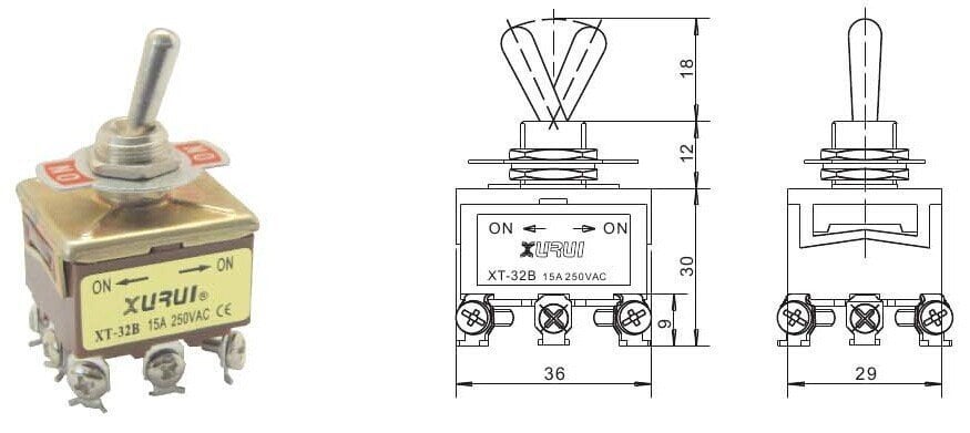 SWİTCH TOGGLE KN-303 ON ~ OFF ~ ON  9 PİN VİDA BACAK