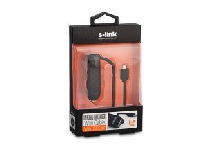 S-LİNK SLP-130 ÇAKMAK Mini Araç USB  Şarj Cihazı Siyah 2100MA KABLOLU