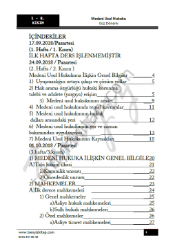 Okan Üniversitesi Medeni Usul Hukuku 2018-2019 Güz Dönemi 1-8