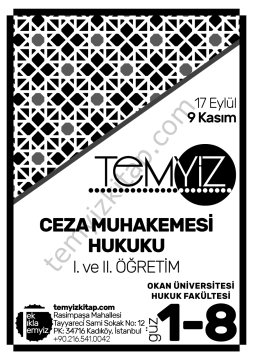 Okan Üniversitesi Ceza Muhakemesi Hukuku 2018-2019 Güz Dönemi 1-8