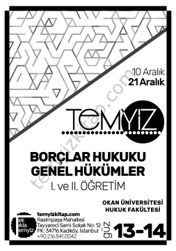 Okan Üniversitesi Borçlar Hukuku Genel Hükümler 2018-2019 Güz 13-14