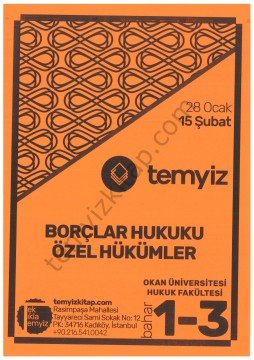 Borçlar Hukuku Özel Hükümler 18-19 Okan Üniversitesi Bahar 1-3