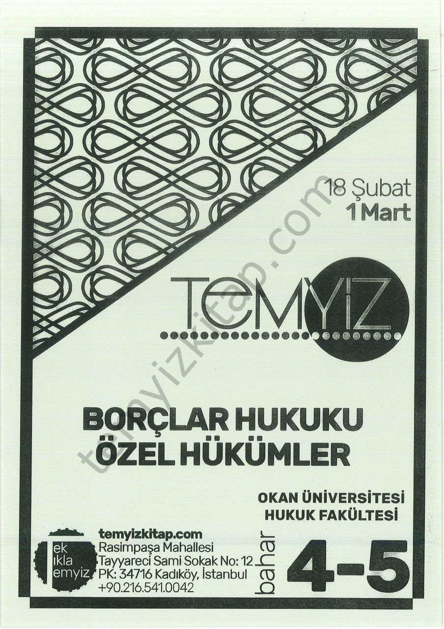 Borçlar Hukuku Özel Hükümler 18-19 Okan Üniversitesi Bahar 4-5