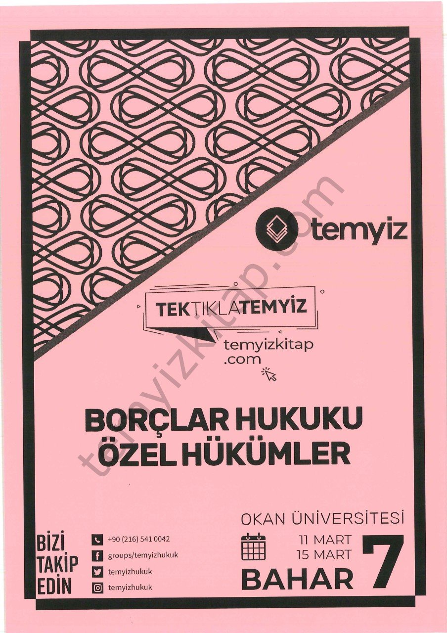 Borçlar Hukuku Özel Hükümler 18-19 Okan Üniversitesi Bahar 7