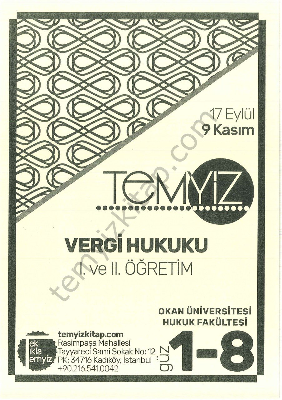 Okan Üniversitesi Vergi Hukuku 2018-2019 Güz Dönemi 1-8