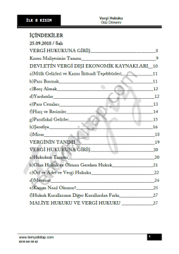 Okan Üniversitesi Vergi Hukuku 2018-2019 Güz Dönemi 1-8