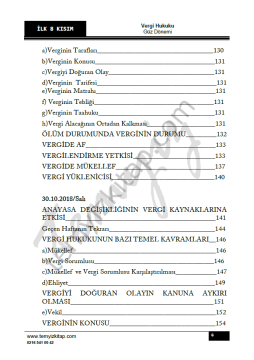 Okan Üniversitesi Vergi Hukuku 2018-2019 Güz Dönemi 1-8