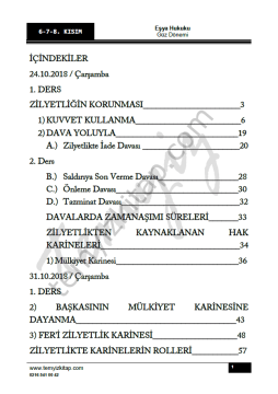 Okan Üniversitesi Eşya Hukuku 2018-2019 Güz Dönemi 6-8