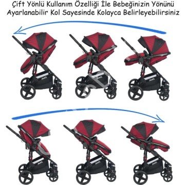 Joell New Truva III Travel Sistem Bebek Arabası - Siyah Bordo