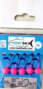 Hedef Balık Jig Kafa Sabit İğneli Pembe UV