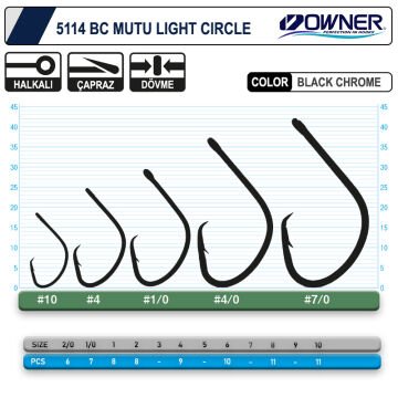 Owner Mutsu Light Circle Hook Kısa Pala İğne