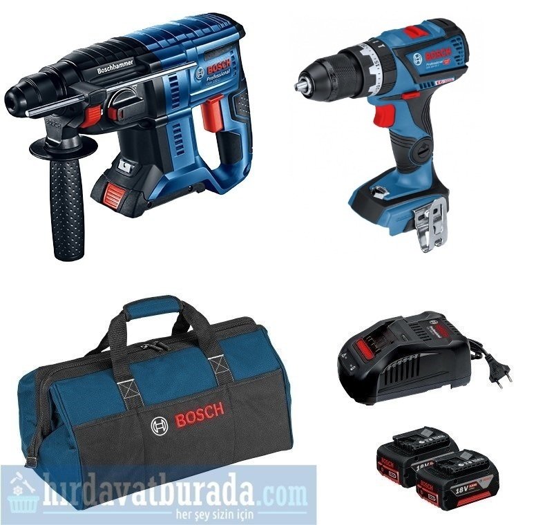 BOSCH GBH 180-LI Akülü Kırıcı Delici + GSR 18 V-60 C Akülü Delme / Vidalama