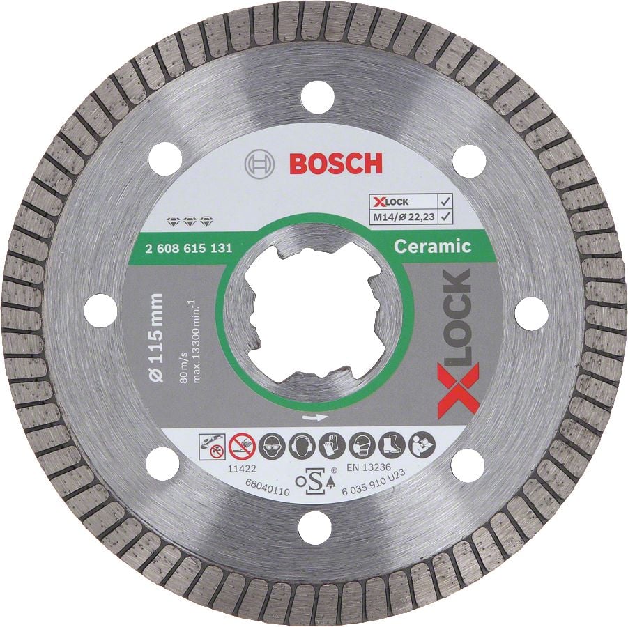 Bosch - X-LOCK - Best Serisi Seramik İçin, Extra Temiz Kesim Turbo Segman  Elmas Kesme Diski 115 mm