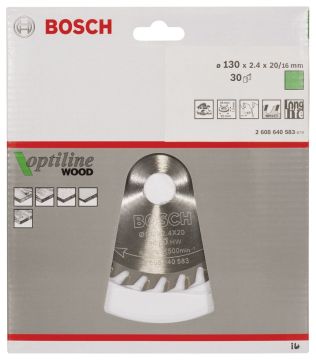 Bosch - Optiline Serisi Ahşap için Daire Testere Bıçağı 130*20/16 mm 30 Diş