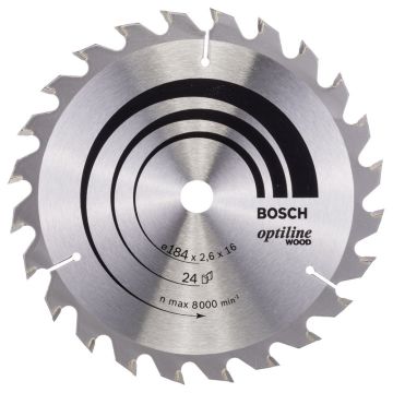 Bosch - Optiline Serisi Ahşap için Daire Testere Bıçağı 184*16 mm 24 Diş
