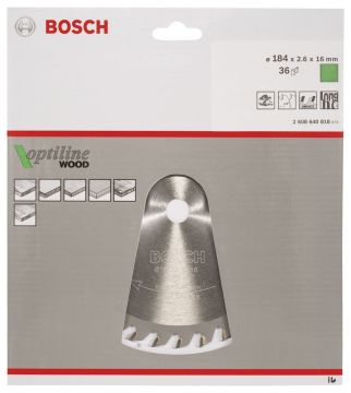 Bosch - Optiline Serisi Ahşap için Daire Testere Bıçağı 184*16 mm 36 Diş