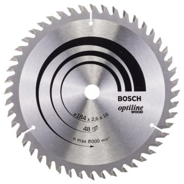 Bosch - Optiline Serisi Ahşap için Daire Testere Bıçağı 184*16 mm 48 Diş