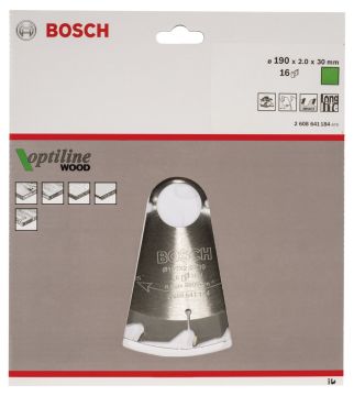 Bosch - Optiline Serisi Ahşap için Daire Testere Bıçağı 190*30 mm 16 Diş
