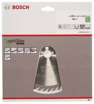 Bosch - Optiline Serisi Ahşap için Daire Testere Bıçağı 190*20/16 mm 48 Diş
